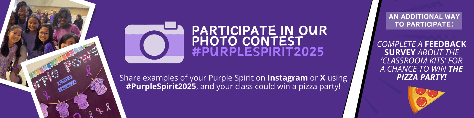 Photo Contest Purple Day Spirit 2025 Graphic for Website (1) Graphic announcing the Purple day spirit contest for 2025, to raise awareness.